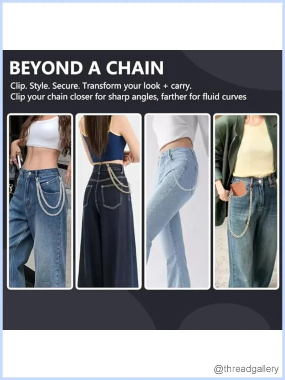 4 PCS Pants Pocket Chain Aluminum Alloy Jean Chains Lobster Clasp
